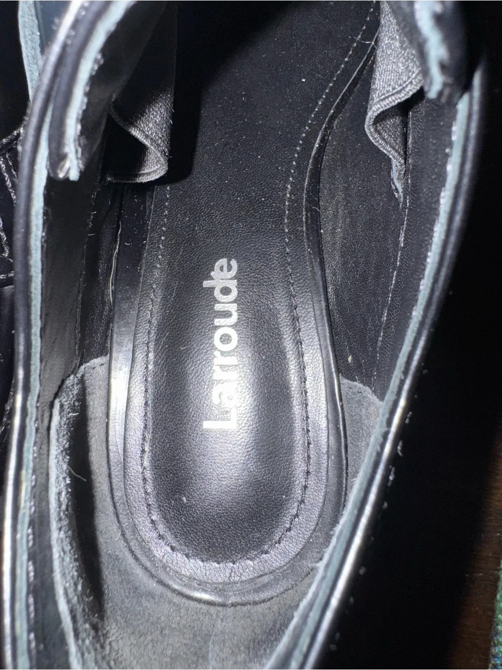 Larroude Black Patent Platform Loafers with Silver Eyelets